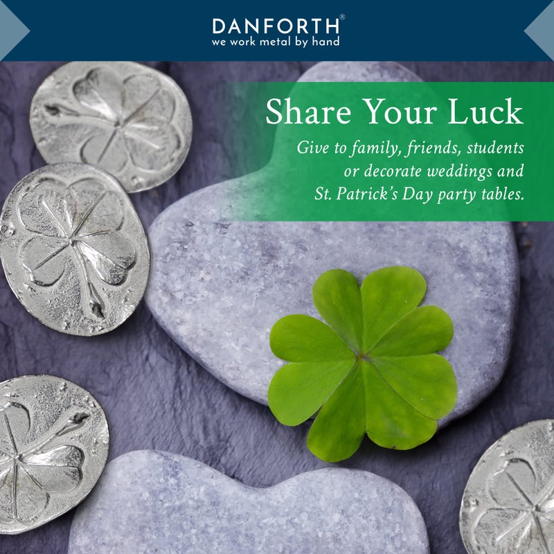 DANFORTH Pewter Four Leaf Clover Pocket Tokens | Handcrafted in USA | Shamrock Coins, Good Luck Charm | Gift Bag (Pack of 10) - Image 3